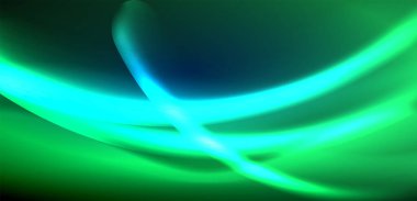 Neon ışıklarının ruhani parıltısında dinamik dalgalar. Hareket akışkanlığı ile neonun ışıl ışıl cazibesini birleştiren kavram, hem canlılığı hem de gelecekteki karmaşıklığı somutlaştıran büyüleyici arka plan.