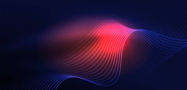 Soyut arkaplan neon dalgası. Duvar kağıdı, afiş, arkaplan, iniş sayfası, duvar resimleri, davetiyeler, posterler için yüksek teknoloji tasarımı