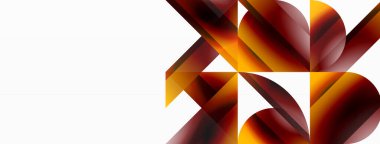 Beyaz zemin üzerinde canlı renk üçgenleri ve daireler dijital tasarımlar, sunumlar, web sitesi afişleri, sosyal medya paylaşımları için büyüleyici ve uyumlu bir kompozisyon oluşturmak için iç içe geçmiştir.