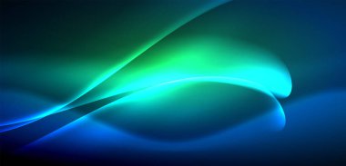 Neon ışıklarının ruhani parıltısında dinamik dalgalar. Hareket akışkanlığı ile neonun ışıl ışıl cazibesini birleştiren kavram, hem canlılığı hem de gelecekteki karmaşıklığı somutlaştıran büyüleyici arka plan.