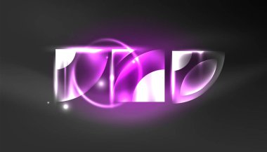 Soyut arka plan tekno neon parlayan daire şekilleri ve ışık efektli yuvarlak elemetler. Duvar kağıdı, afiş, arkaplan, iniş sayfası, duvar resimleri, davetiyeler, posterler için yüksek teknoloji tasarımı