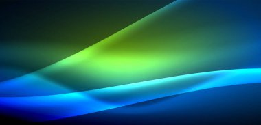 Neon ışıklarının ruhani parıltısında dinamik dalgalar. Hareket akışkanlığı ile neonun ışıl ışıl cazibesini birleştiren kavram, hem canlılığı hem de gelecekteki karmaşıklığı somutlaştıran büyüleyici arka plan.