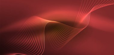 Parlak neon dalgalar. Neon ışığı ya da lazer gösterisi, elektrik akımı, güç hatları, tekno kuantum enerji dürtüsü, parlayan sihirli dinamik çizgiler.