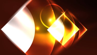 Soyut arka plan vektörü neon parlayan geometrik elementler. Duvar kağıdı, afiş, arkaplan, iniş sayfası, duvar resimleri, davetiyeler, posterler için yüksek teknoloji tasarımı