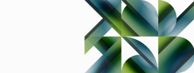 Canlı eğimli üçgenler ve beyaz üzerinde daireler. Dijital tasarımlar, sunumlar, web sitesi afişleri, sosyal medya paylaşımları için şekillerin büyüleyici birleşimi