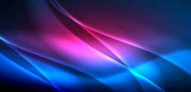 Neon ışıklarının ruhani parıltısında dinamik dalgalar. Hareket akışkanlığı ile neonun ışıl ışıl cazibesini birleştiren kavram, hem canlılığı hem de gelecekteki karmaşıklığı somutlaştıran büyüleyici arka plan.