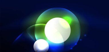 Neon ışığı parlayan daireler vektörü soyut arkaplan