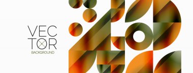 Vektör arkaplanı. Minimalist geometrik arkaplan daireler ve şekillerle süslenmiş. Dijital tasarımlar, sunumlar, web sitesi afişleri, sosyal medya paylaşımları için yaratıcılığı davet eden soyut sanat
