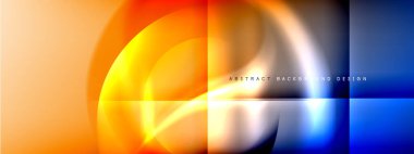 Renk eğimli gölgeler ve ışık efektleri arka planı. Lens ve daire tasarımı. Dinamik düz gölge çizgisi etkisi olan basit akışkan renk gradyanı soyut arkaplan