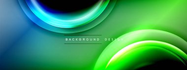 Çember çizgileri ve baloncuklar ışık ve gölge efektleriyle parlayan etki eğiminde. Işık, gölge ve derinliğin dinamik etkileşimi. Gelecekçi ve ritmik teknoloji tasarımı