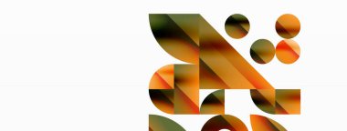 Vektör arkaplanı. Minimalist geometrik arkaplan daireler ve şekillerle süslenmiş. Dijital tasarımlar, sunumlar, web sitesi afişleri, sosyal medya paylaşımları için yaratıcılığı davet eden soyut sanat