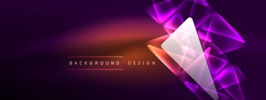 Geometrik arkaplanı hackleyen neon ışıkları, sanal gerçeklik veya yapay zeka konsepti, duvar kağıdı, pankart, sunum, arkaplan için siber punk geometrik şablon