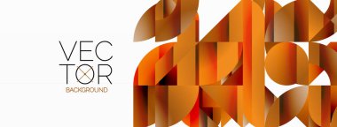 Dinamik soyut vektör arkaplanı. Dairelerin, karelerin ve üçgenlerin uyumlu birleşimi. Geometrik elementler büyüleyici bir zemin oluşturmak için birbirine dolanır. Her şekil biçimlerin kaleydoskopuna katkıda bulunur