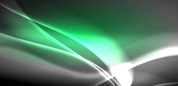 Neonbeleuchtete Wellen Wogen Über Den Hintergrund Hypnotisierender Tanz Aus Lumineszenz — Stockvektor