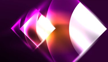 Soyut arka plan vektörü neon parlayan geometrik elementler. Duvar kağıdı, afiş, arkaplan, iniş sayfası, duvar resimleri, davetiyeler, posterler için yüksek teknoloji tasarımı