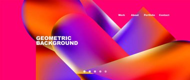 Landing page background template. Colorful plastic round shapes abstract composition. Vector illustration for wallpaper, banner, background