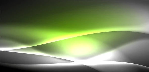 Neon Işıklı Dalgalar Arka Planda Dalgalanıyor Işıltı Hareketin Büyüleyici Dansı — Stok Vektör