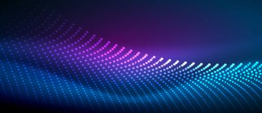 Pürüzsüz ve şık bir tasarım. Mavi pürüzsüz neon bir dalga. Karanlık bir arkaplanda parlıyor.