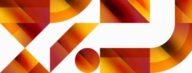 Kareli, üçgenli, daireli geometrik arkaplan. Şekiller uyumlu bir şekilde etkileşir, dijital tasarımlar, sunumlar, web sitesi afişleri, sosyal medya iletileri için görsel olarak çarpıcı bir tasarım oluşturur