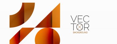 Dinamik soyut vektör arkaplanı. Dairelerin, karelerin ve üçgenlerin uyumlu birleşimi. Geometrik elementler büyüleyici bir zemin oluşturmak için birbirine dolanır. Her şekil biçimlerin kaleydoskopuna katkıda bulunur