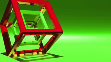 Cam ya da metalik kablo küpleri 3 boyutlu animasyon arka plan. Tekno geometrik döngü hareketi soyut arkaplan