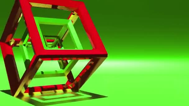 Стекло Металлические Кубики Wireframe Анимированный Фон Техно Геометрический Цикл Движения — стоковое видео