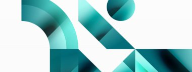 Kareli, üçgenli, daireli geometrik arkaplan. Şekiller uyumlu bir şekilde etkileşir, dijital tasarımlar, sunumlar, web sitesi afişleri, sosyal medya iletileri için görsel olarak çarpıcı bir tasarım oluşturur