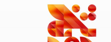 Vektör arkaplanı. Minimalist geometrik arkaplan daireler ve şekillerle süslenmiş. Dijital tasarımlar, sunumlar, web sitesi afişleri, sosyal medya paylaşımları için yaratıcılığı davet eden soyut sanat