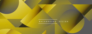 Üçgenler, çizgiler ve yuvarlak şekiller - dinamik geometrik soyut arkaplan. Duvar kağıdı, afiş, arkaplan, iniş sayfası, duvar sanatı, davetiye, baskılar için görsel senfoni