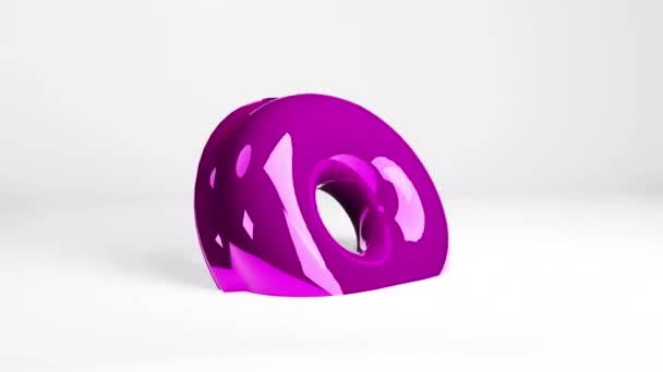 3D彩色甜甜圈在白色工作室旋转 抽象运动图形 — 图库视频影像