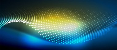 Pürüzsüz ve şık bir tasarım. Mavi pürüzsüz neon bir dalga. Karanlık bir arkaplanda parlıyor.