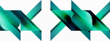 Beyaz zemin üzerinde canlı renk üçgenleri ve daireler dijital tasarımlar, sunumlar, web sitesi afişleri, sosyal medya paylaşımları için büyüleyici ve uyumlu bir kompozisyon oluşturmak için iç içe geçmiştir.