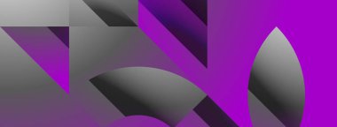 Üçgenler, çizgiler ve yuvarlak şekiller - dinamik geometrik soyut arkaplan. Duvar kağıdı, afiş, arkaplan, iniş sayfası, duvar sanatı, davetiye, baskılar için görsel senfoni