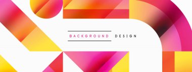 Parlak daire, kare, üçgen minimalist geometrik arkaplanı şekillendirir. Gösterişli, çağdaş tasarım dijital tasarımlar, sunumlar, web sitesi afişleri, sosyal medya paylaşımları için biraz sofistike