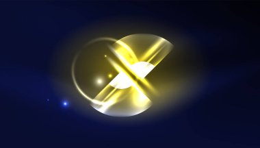 Soyut arka plan vektörü neon parlayan geometrik elementler. Duvar kağıdı, afiş, arkaplan, iniş sayfası, duvar resimleri, davetiyeler, posterler için yüksek teknoloji tasarımı