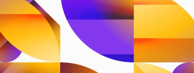 Çeşitli geometrik şekiller, dijital tasarımlar, sunumlar, web sitesi afişleri, sosyal medya paylaşımları için çağdaş tasarım için çok yönlü bir tablo sunarak, asgari soyut bir zemin üzerinde birleşir.