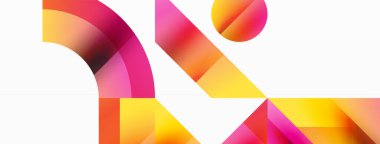 Parlak daire, kare, üçgen minimalist geometrik arkaplanı şekillendirir. Gösterişli, çağdaş tasarım dijital tasarımlar, sunumlar, web sitesi afişleri, sosyal medya paylaşımları için biraz sofistike