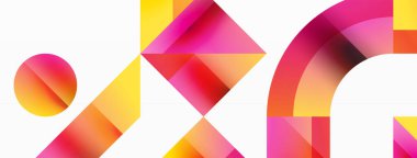 Parlak daire, kare, üçgen minimalist geometrik arkaplanı şekillendirir. Gösterişli, çağdaş tasarım dijital tasarımlar, sunumlar, web sitesi afişleri, sosyal medya paylaşımları için biraz sofistike