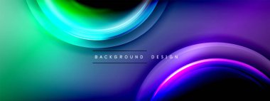 Çember çizgileri ve baloncuklar ışık ve gölge efektleriyle parlayan etki eğiminde. Işık, gölge ve derinliğin dinamik etkileşimi. Gelecekçi ve ritmik teknoloji tasarımı