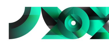 Büyüleyici vektör illüstrasyonu - geometrik, minimalist, soyut arkaplan duvar kağıdı, pankart, arkaplan, iniş sayfası, duvar sanatı, davetiye, baskılar, posterler için daireler ve üçgenlerle süslenmiş