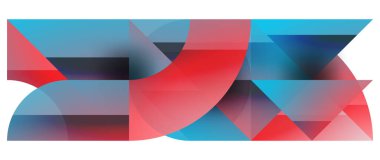 Geometrik füzyon - üçgenlerin soyut harmonisi ve minimalist arkaplan tasarımında daireler. Duvar kağıdı, afiş, arkaplan, iniş sayfası, duvar sanatı, davetiye, baskı için şekil ve satır tasarımı