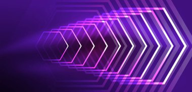Soyut arka plan tekno neon altıgenleri. Duvar kağıdı, afiş, arkaplan, iniş sayfası, duvar resimleri, davetiye, baskılar, posterler için yüksek teknoloji vektör ilüstrasyonuName