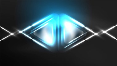 Dijital Neon Soyut Arkaplan, Üçgenler ve Işıklar Geometrik Tasarım Şablonu