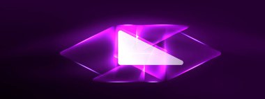 Geometrik arkaplanı hackleyen neon ışıkları, sanal gerçeklik veya yapay zeka konsepti, duvar kağıdı, pankart, sunum, arkaplan için siber punk geometrik şablon