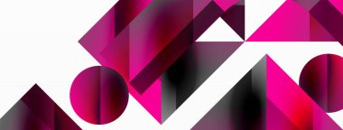 Parlak daire, kare, üçgen minimalist geometrik arkaplanı şekillendirir. Gösterişli, çağdaş tasarım dijital tasarımlar, sunumlar, web sitesi afişleri, sosyal medya paylaşımları için biraz sofistike