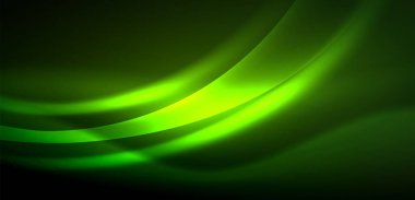 Neon ışıklarının ruhani parıltısında dinamik dalgalar. Hareket akışkanlığı ile neonun ışıl ışıl cazibesini birleştiren kavram, hem canlılığı hem de gelecekteki karmaşıklığı somutlaştıran büyüleyici arka plan.