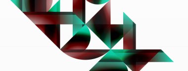 Gradyan renk üçgenleri ve beyaz daireler. Dinamik karışım büyüleyici görsel etki yaratıyor. Dijital tasarımlar, sunumlar, web sitesi afişleri, sosyal medya paylaşımları için geometrik arkaplan