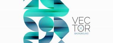 Dinamik soyut vektör arkaplanı. Dairelerin, karelerin ve üçgenlerin uyumlu birleşimi. Geometrik elementler büyüleyici bir zemin oluşturmak için birbirine dolanır. Her şekil biçimlerin kaleydoskopuna katkıda bulunur
