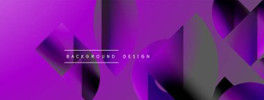 Üçgenler, çizgiler ve yuvarlak şekiller - dinamik geometrik soyut arkaplan. Duvar kağıdı, afiş, arkaplan, iniş sayfası, duvar sanatı, davetiye, baskılar için görsel senfoni