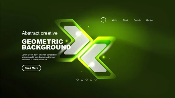 Abstract Background Landing Page Geometric Shape Illuminated Glowing Neon Light — Stock Vector
